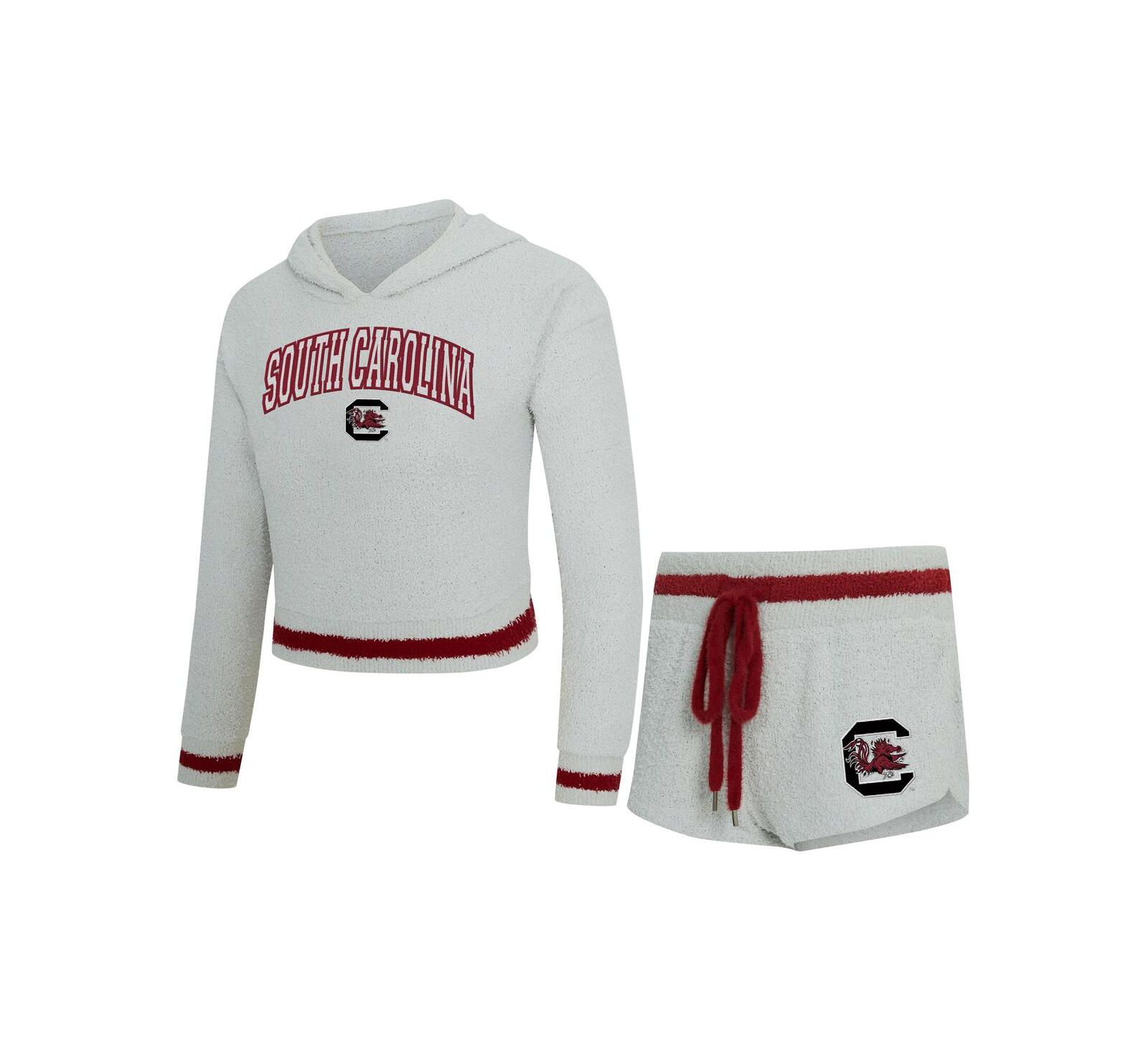 Concepts Sport Женский комплект из худи с длинным рукавом и шорт South Carolina Gamecocks Whitley, серый/бордовый