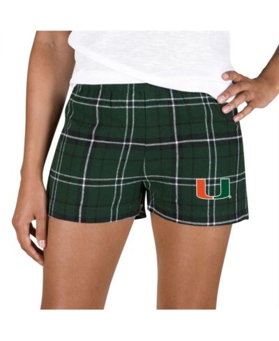 Concepts Sport Женские шорты из фланели Miami Hurricanes, зеленая/черная