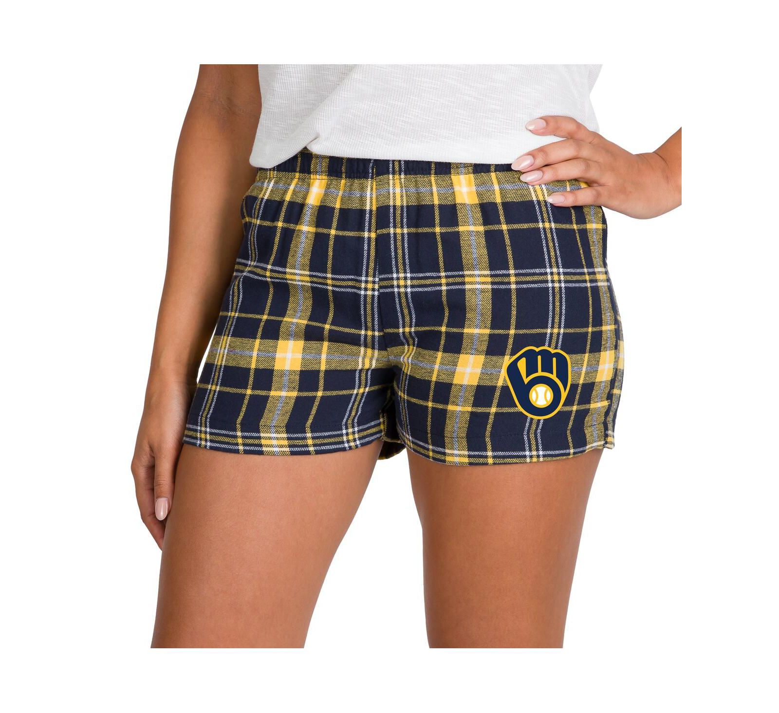 Женские фланелевые шорты Concepts Sport Navy/Gold Milwaukee Brewers Ultimate