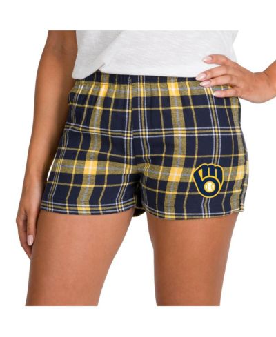 Женские фланелевые шорты Concepts Sport Navy/Gold Milwaukee Brewers Ultimate