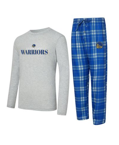 Мужской комплект Concepts Sport Golden State Warriors: футболка с длинным рукавом и клетчатые брюки, 2 шт., Royal/Heather Gray