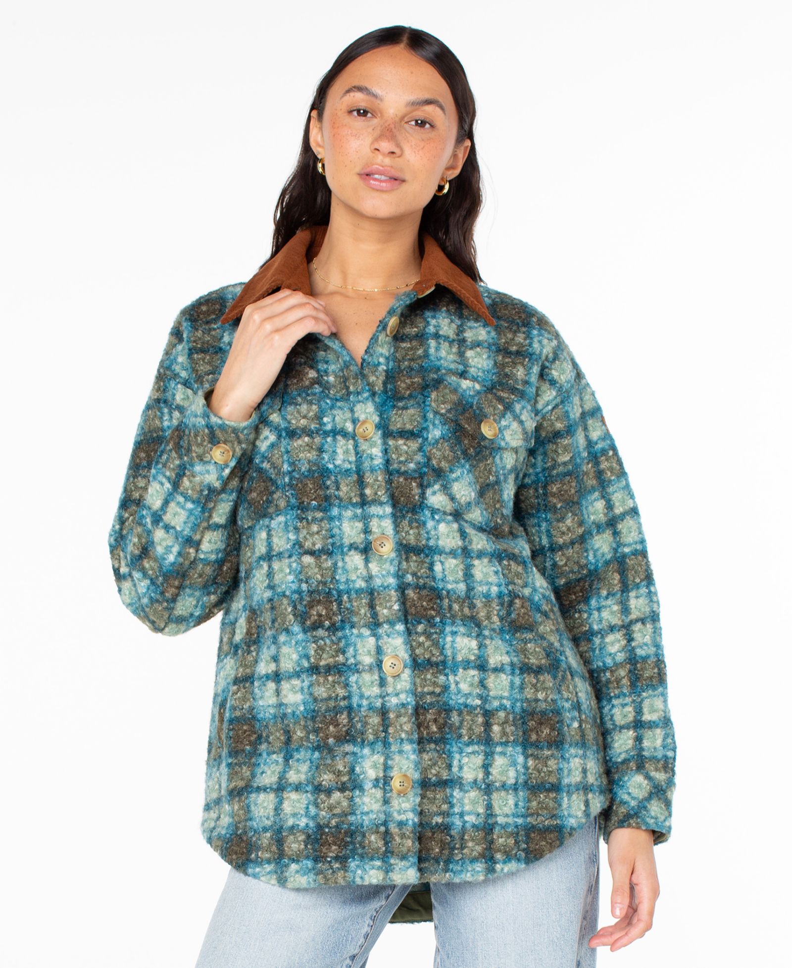 Roxy Women's Overlander Plaid Long-Sleeve Jacket