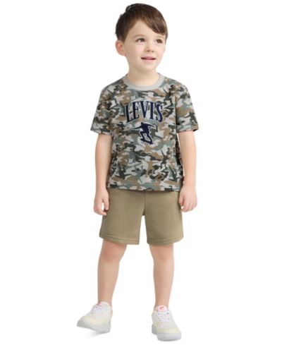 Levi's Boys' 2T-7 Graphic T-Shirt and Elastic Shorts, 2-Piece Set