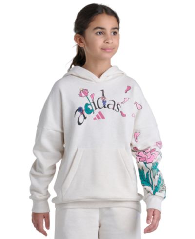 adidas Girls' 8-16 Long-Sleeve Graphic Fleece Hooded Sweatshirt