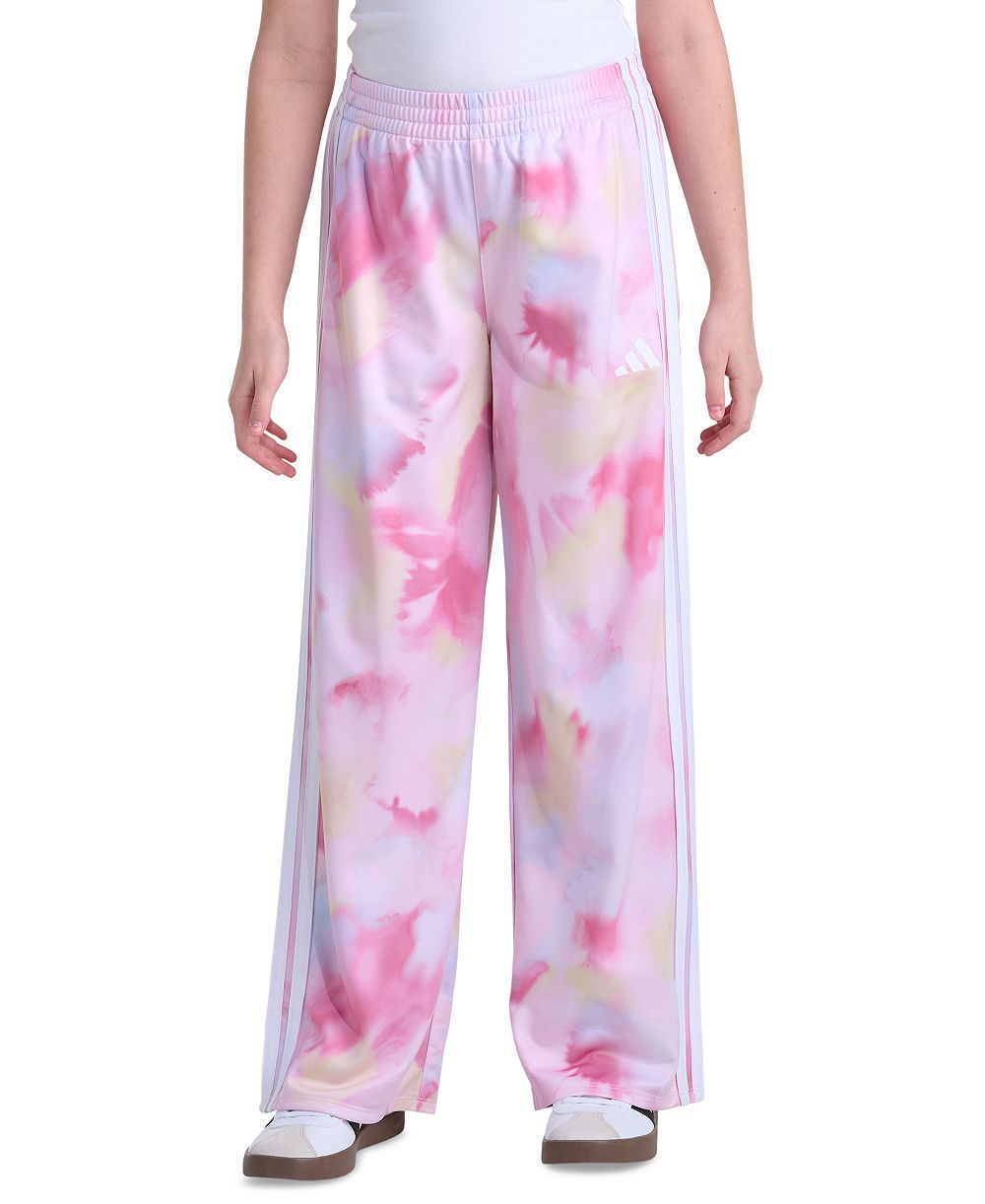 adidas брюки Girls' 8-16 Elastic Waistband 3-Stripe Printed Tricot Wide-Leg