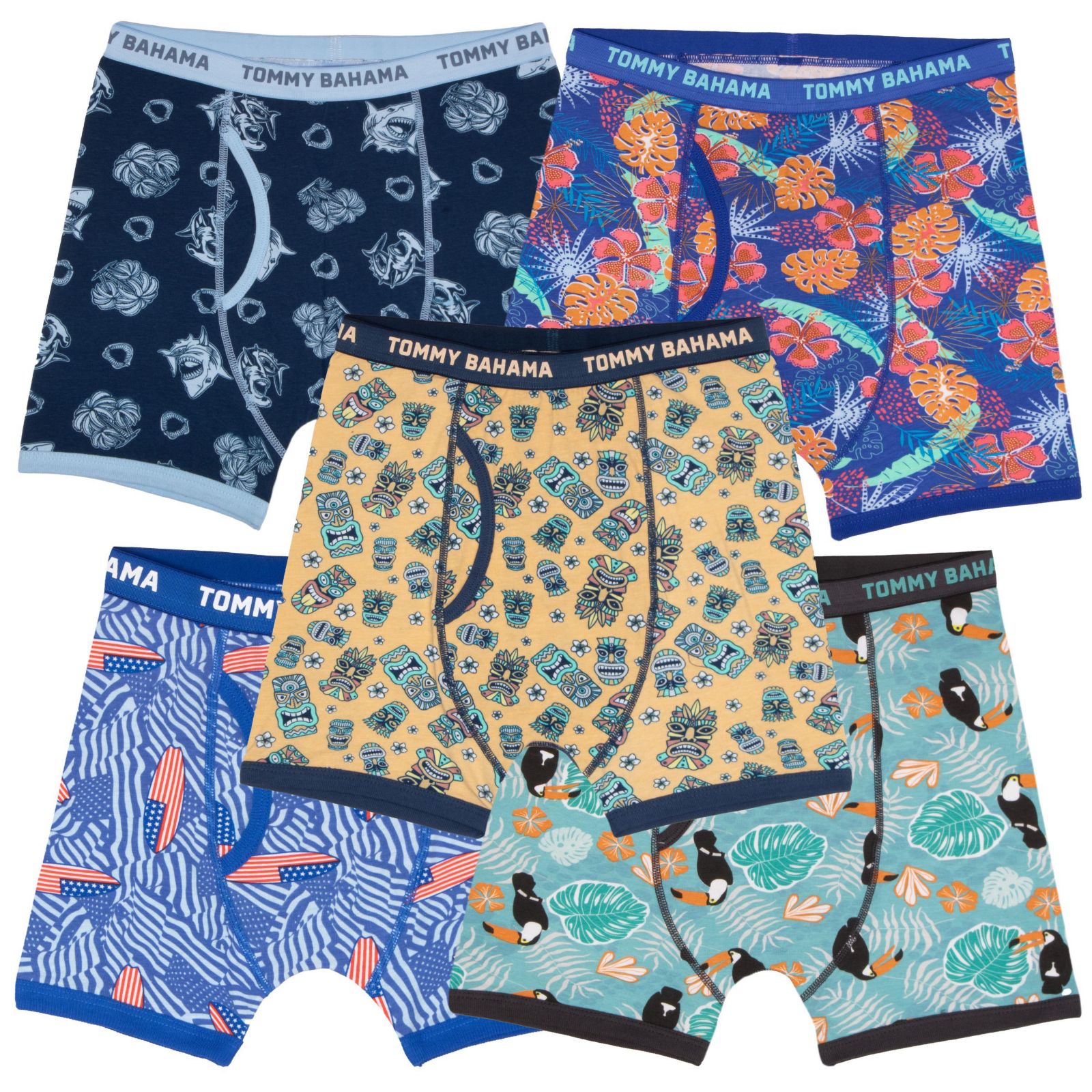 Детские боксеры Tommy Bahama, упаковка 5 шт., хлопок