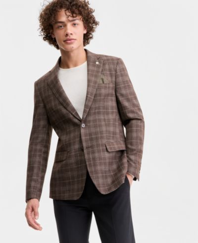 Мужской спортивный пиджак Tom Baine в клетку Slim-Fit с лацканами с прорезью