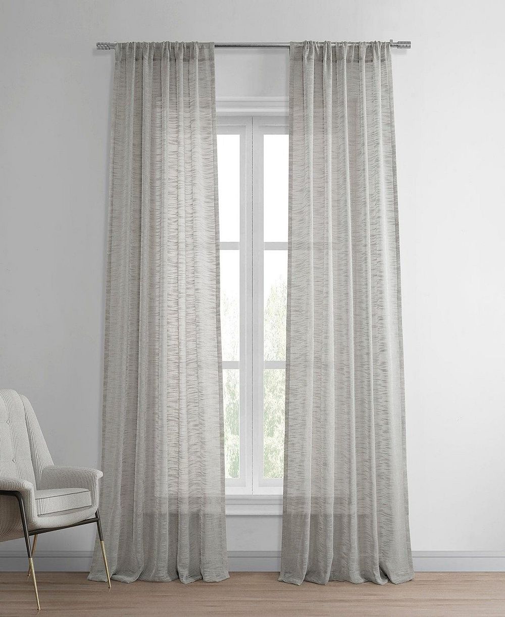 Half Price Drapes Faux Linen Sheer Curtain Pair (2 Panels)