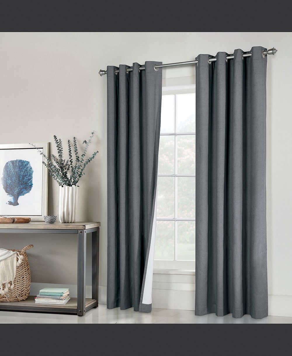 Thermaplus Ventura Blackout Grommet Curtain Panel Pair Frame Your Windows with Subtle Slub Textured Motif Each 78" x 84" Dark