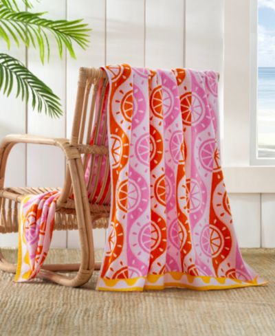 The Beach House хлопковое пляжное полотенце с цитрусовым жаккардом, 40" x 70"