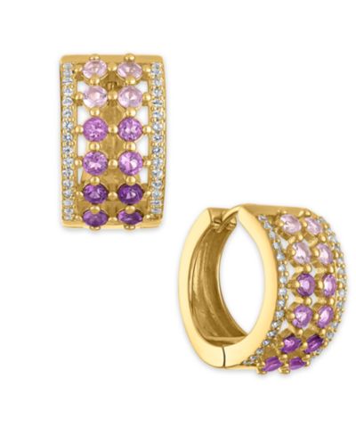 Серьги-кольца Huggie из многогранных драгоценных камней (2 ct. t.w.) в золоте 14k поверх стерлингового серебра
