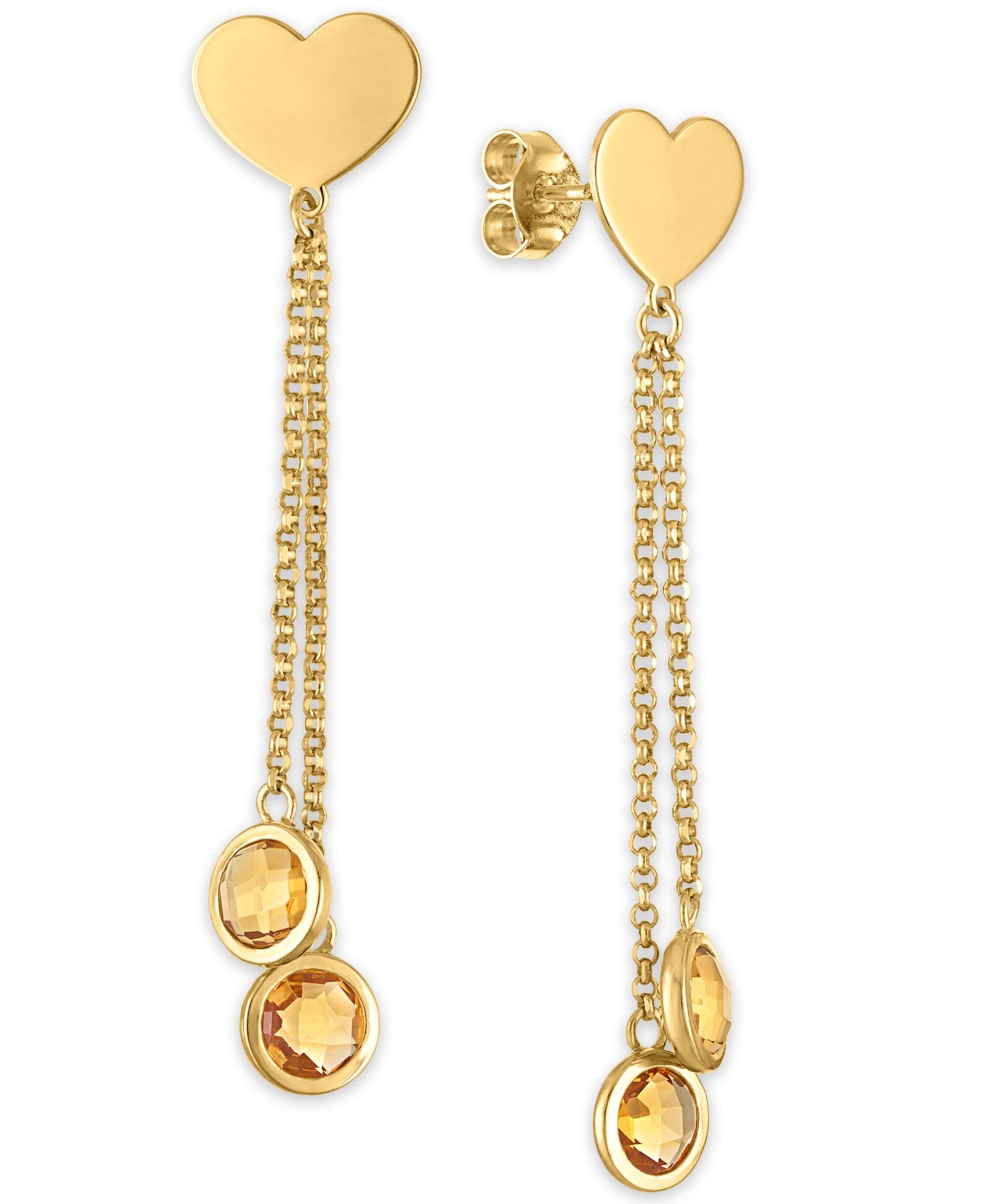 Macy's серьги-подвески с гранатом (4-3/4 ct. t.w.) Polished Heart в золоте 14k поверх стерлингового серебра