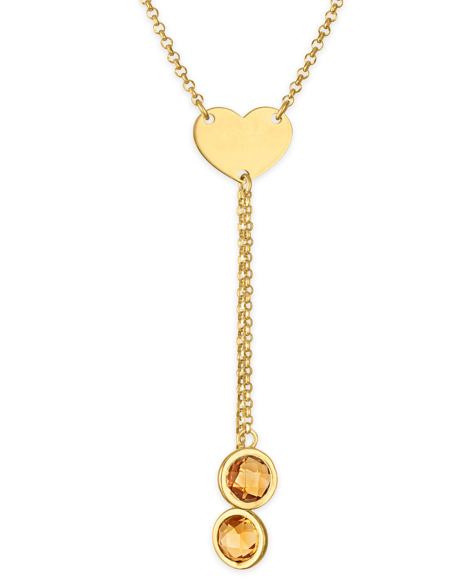 Золотое ожерелье-лариат Macy's Garnet (2-3/8 ct. t.w.), полированное сердце, покрытие 14k Gold поверх Sterling Silver