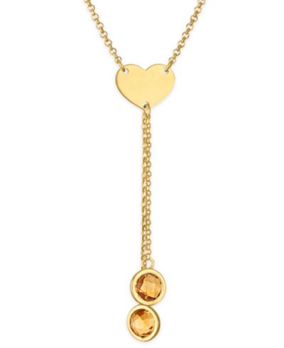 Золотое ожерелье-лариат Macy's Garnet (2-3/8 ct. t.w.), полированное сердце, покрытие 14k Gold поверх Sterling Silver