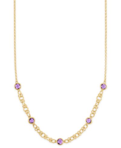 Ожерелье Macy's Amethyst, бриллиантовое, 14k Gold Over Sterling Silver