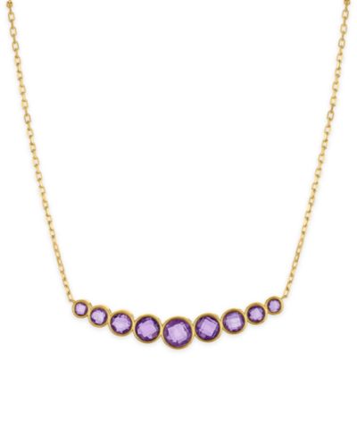 Macy's Amethyst (6-7/8 ct. t.w.) Bezel Set Smile Necklace in 14k Gold Over Sterling Silver (Also Available in Sky Blue Topaz)