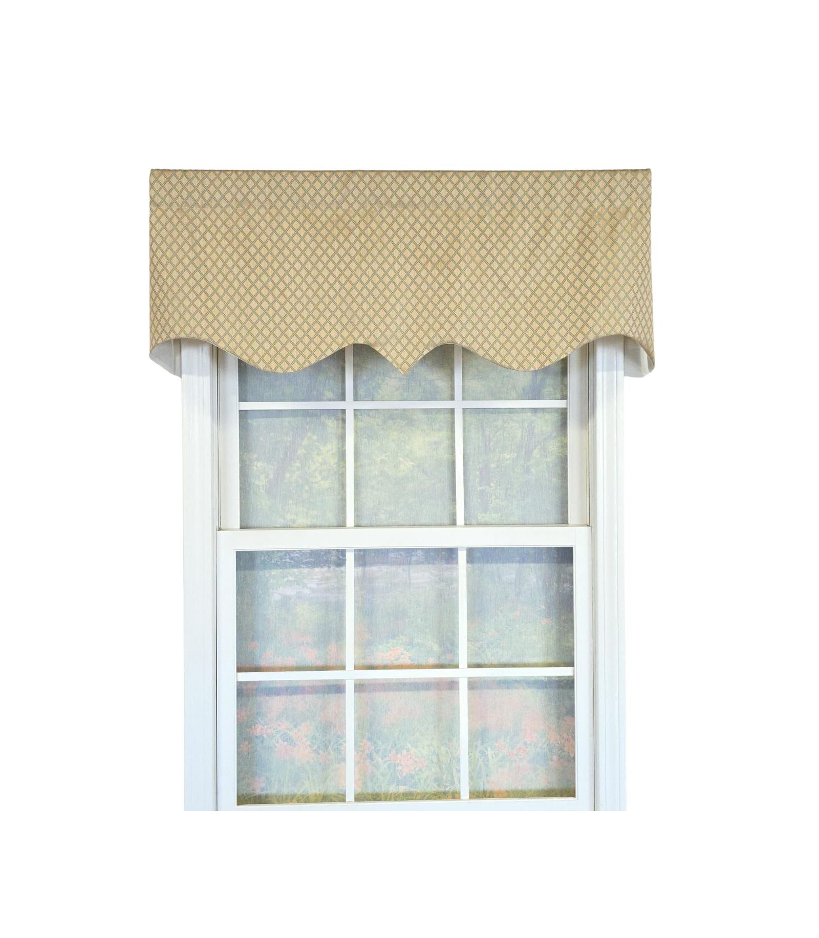 RLF Home 100% Cotton Diamonds Regal  Fully lined Windows Rod Pocket Valance 50" x 17"  Green