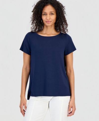 Женский топ Style & Co Petite LuxLounge Short-Sleeve Boat Neck