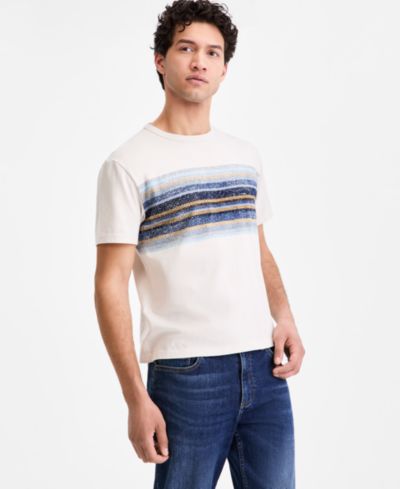 Sun + Stone Men's Splatter-Stripe Short-Sleeve T-Shirt, Macy's Exclusive
