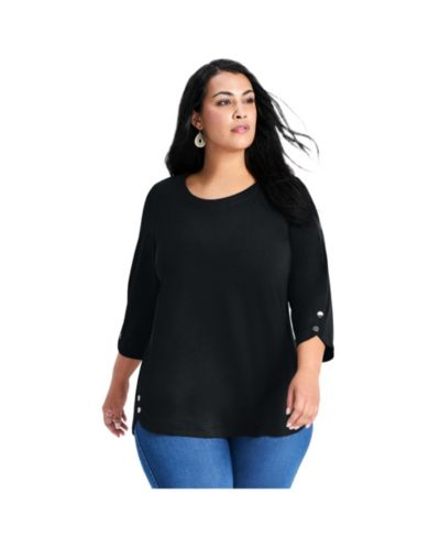 Женская блузка Avenue Plus Size Sabrina Btn Dtl 3/4 Slv