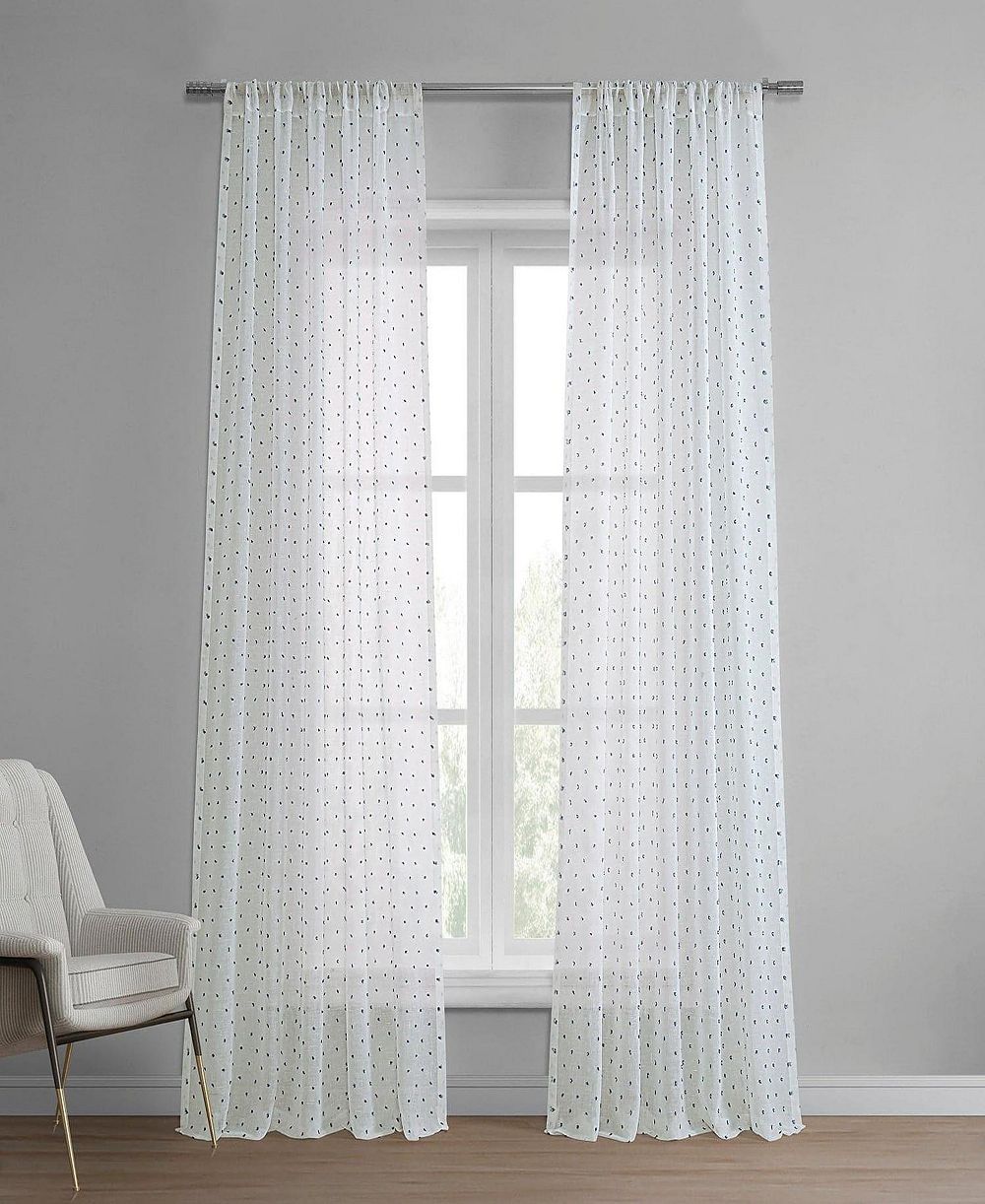 Half Price Drapes Altair Geometric Patterned Faux Linen Sheer Curtain
