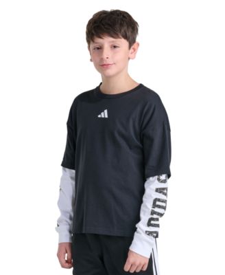 adidas Boys' 8-20 Long-Sleeve Loose Fit Layered T-Shirt