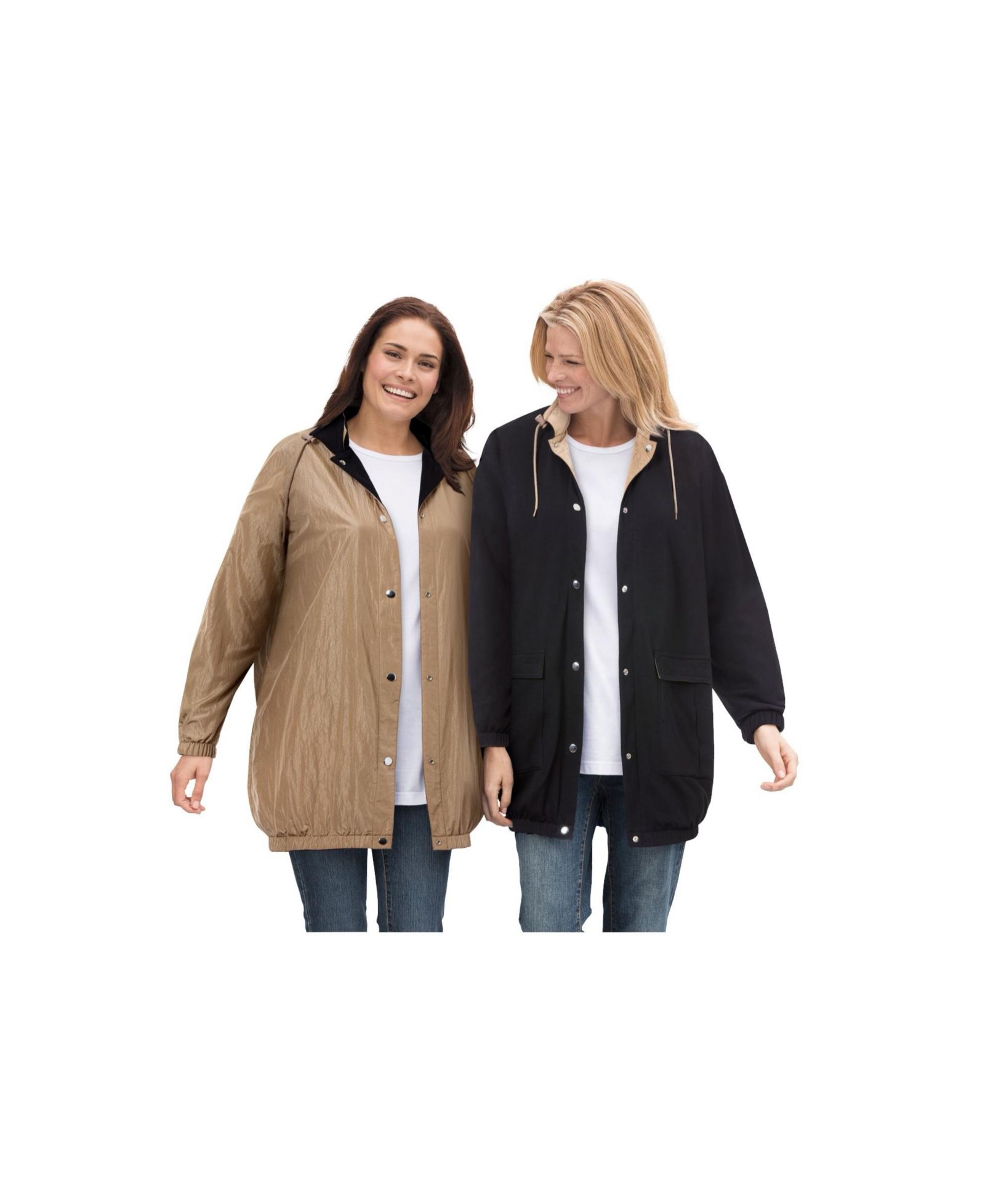 Woman Within Plus Size Fleece Nylon Reversible Jacket
