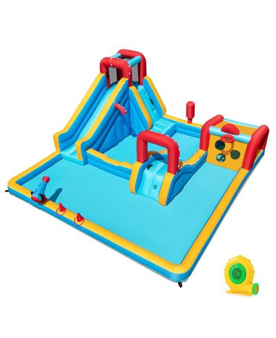 Hongge 9-in-1 Inflatable Double Water Slide Park, Accommodates up to 5 Children, Ages 3+