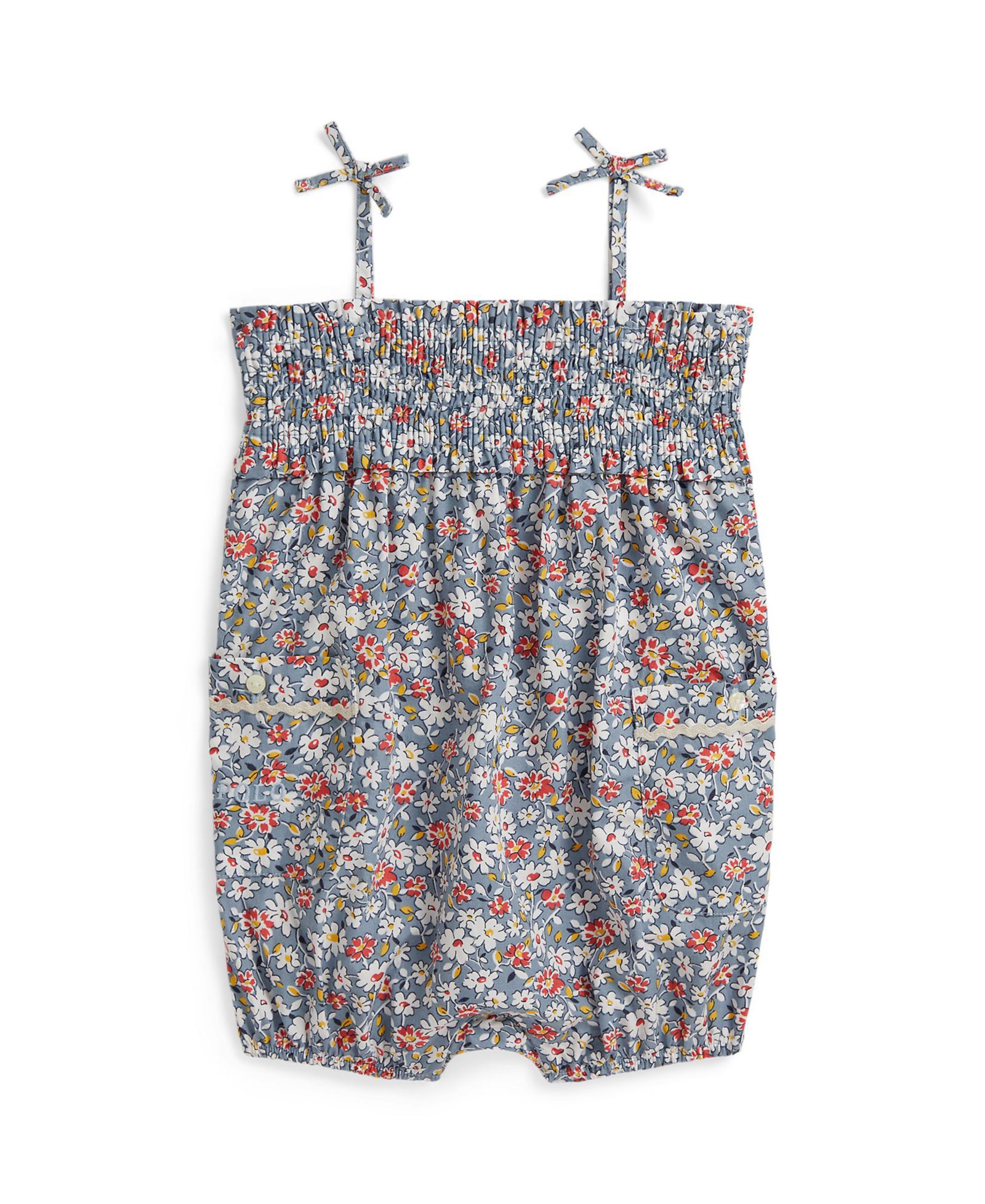 Детский комбинезон Polo Ralph Lauren Baby Girls' Floral Smocked Straight Neck Bubble Shortall