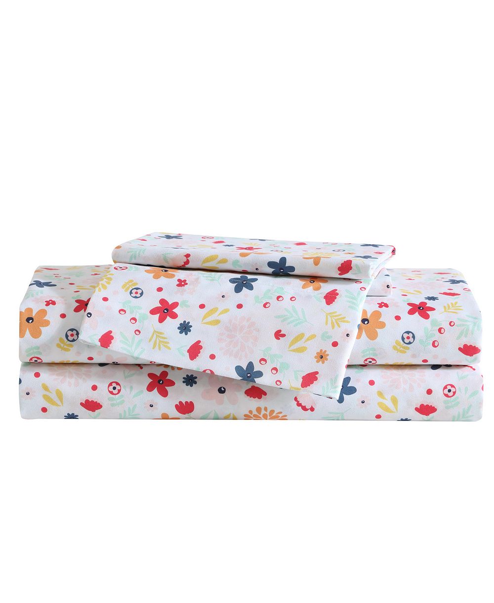 Eddie Bauer Colorful Floral Microfiber 4-Pc. Sheet Set, Full