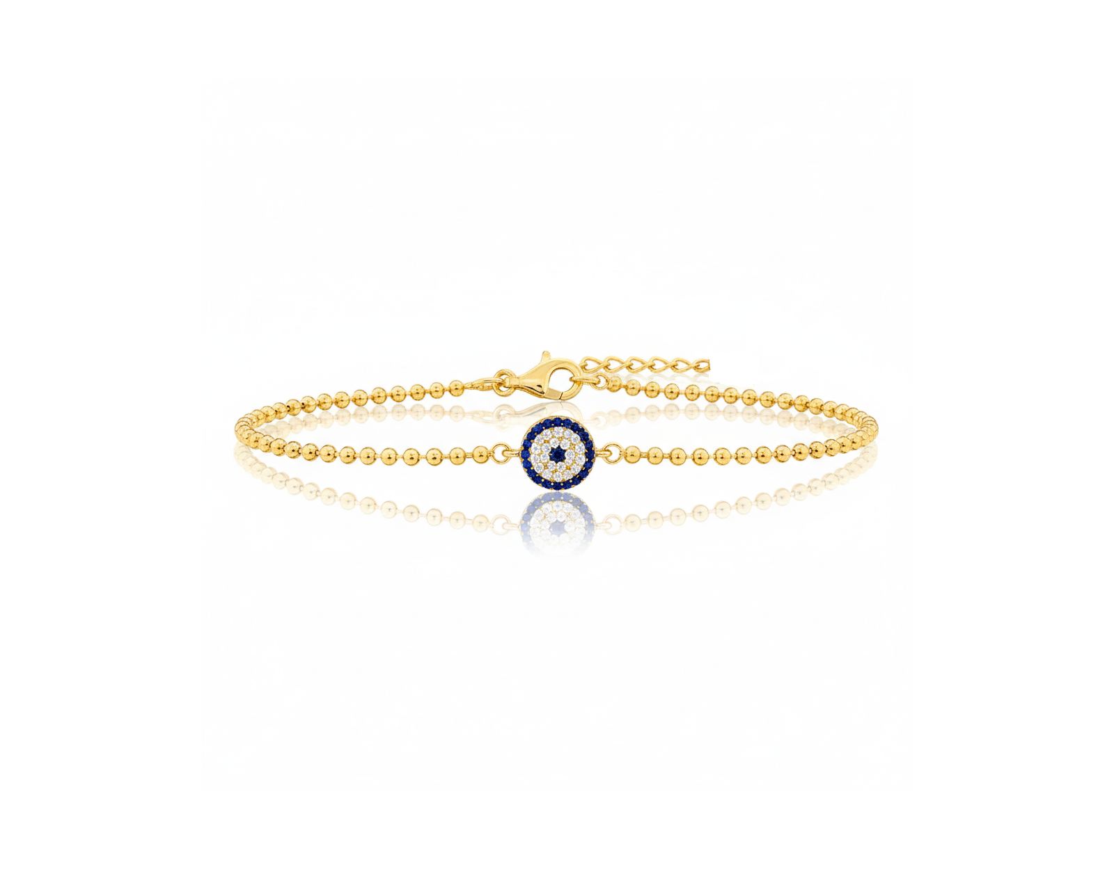 Etoielle Evil Eye Bracelet with Created Sapphires and CZ on a Ball Chain Bracelets