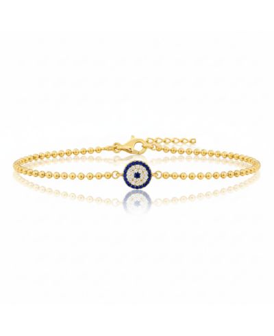 Etoielle Evil Eye Bracelet with Created Sapphires and CZ on a Ball Chain Bracelets