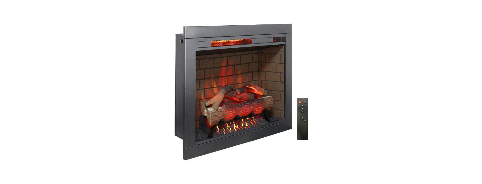 Flynama 28 inch Infrared Electric Fireplace with Removable Trim kit Insert, Touch Panel Home Decor Heater, Smokeless Firebox With Fire Crackling Sound