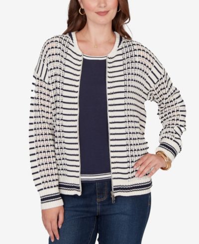 Свитер-жакет Ruby Rd. Petite Mesh Stitch Zip