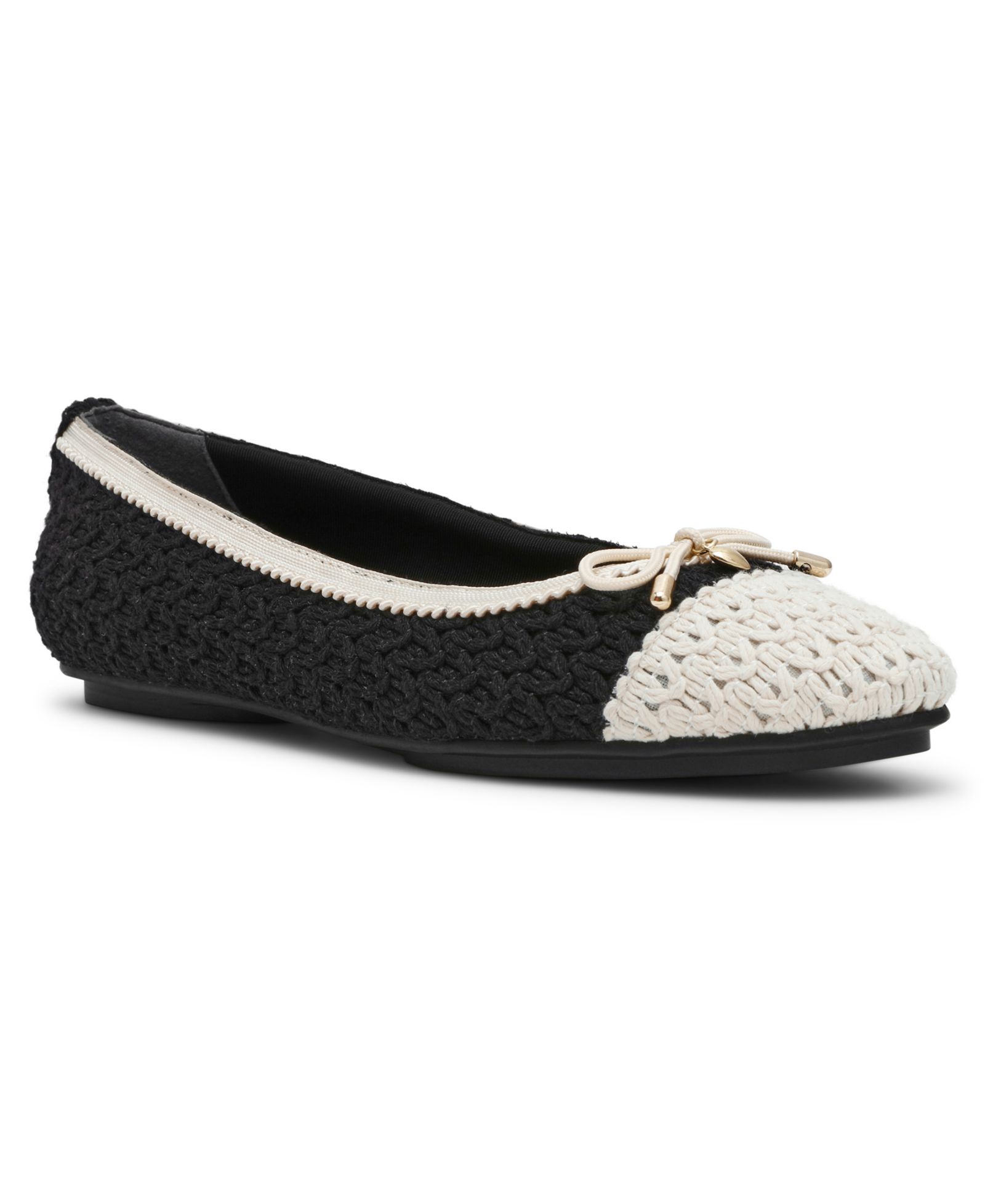 Anne Klein Women's Luci Crochet Cap Toe Ballet Flats