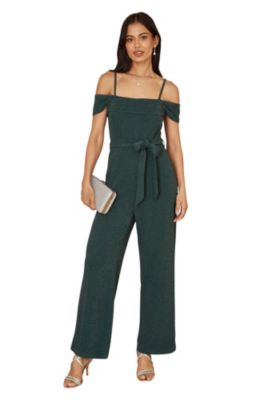 Yumi Women's Sparkle Stretch Bardot Jumpsuit