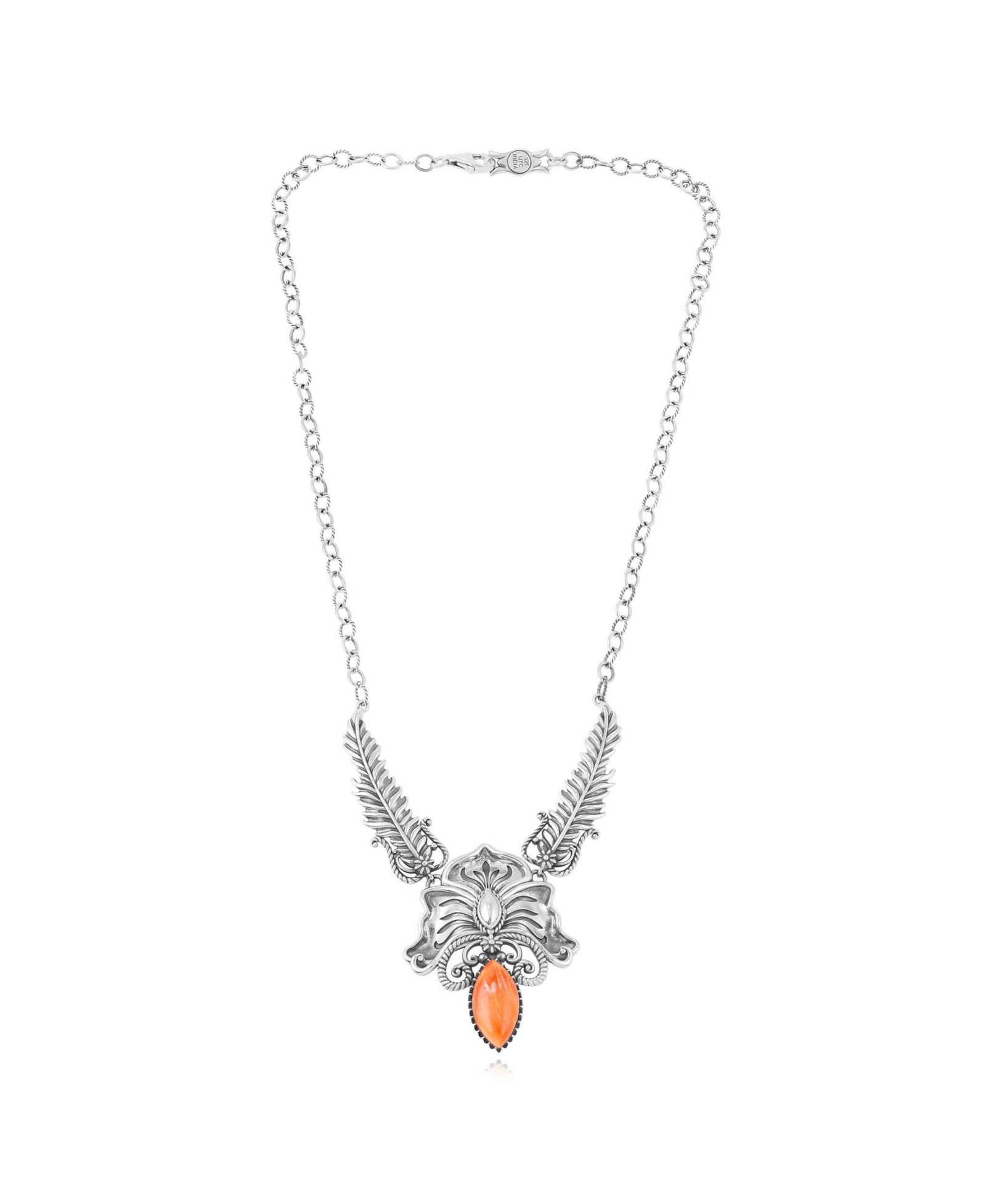 Ожерелье American West Jewelry Sterling Spiny Oyster Cactus Flower Marquise Feather