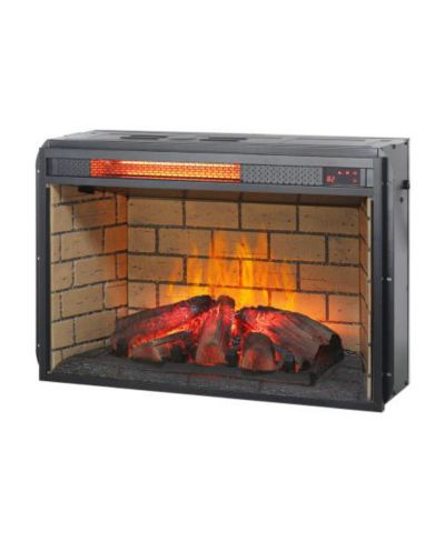 Flynama 26 inch infrared quartz heater fireplace insert -woodlog version with brick
