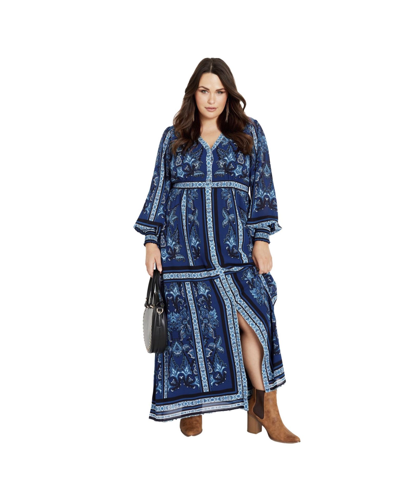AVENUE платье Avenue Women's Plus Size Serene Placement Sleeved Maxi