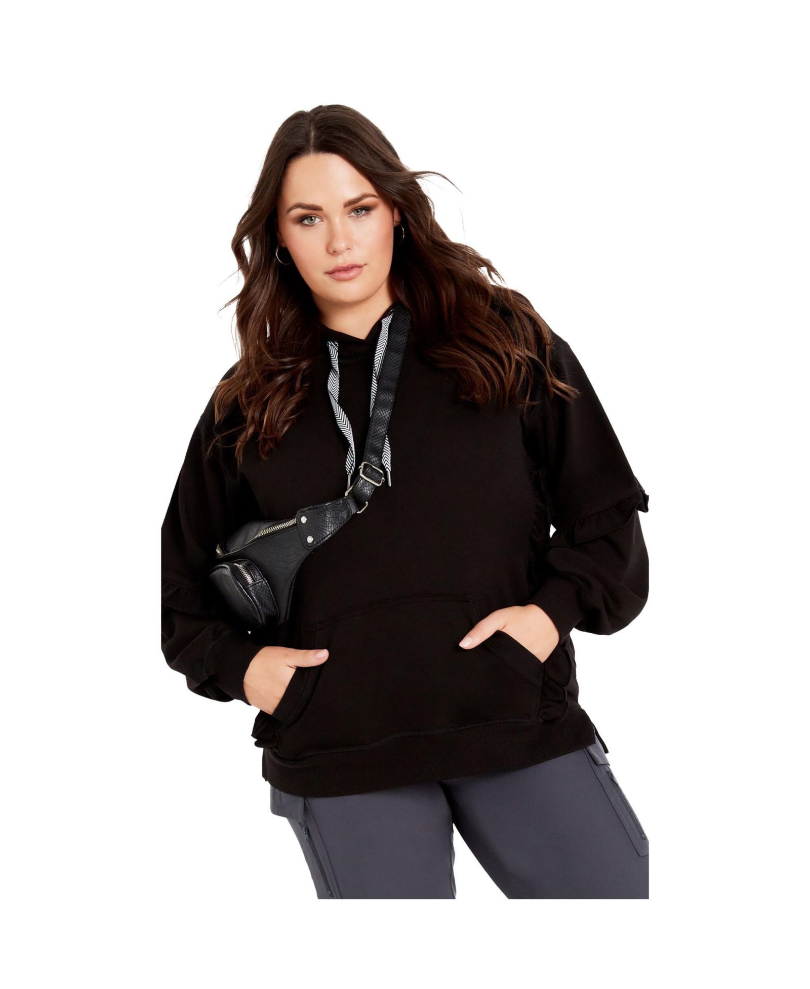 AVENUE Women's Frill Plain Hoodie