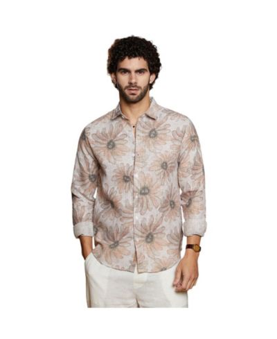 Campus Sutra Men's Chesntnut Brown Gloomy Daisy Shirt