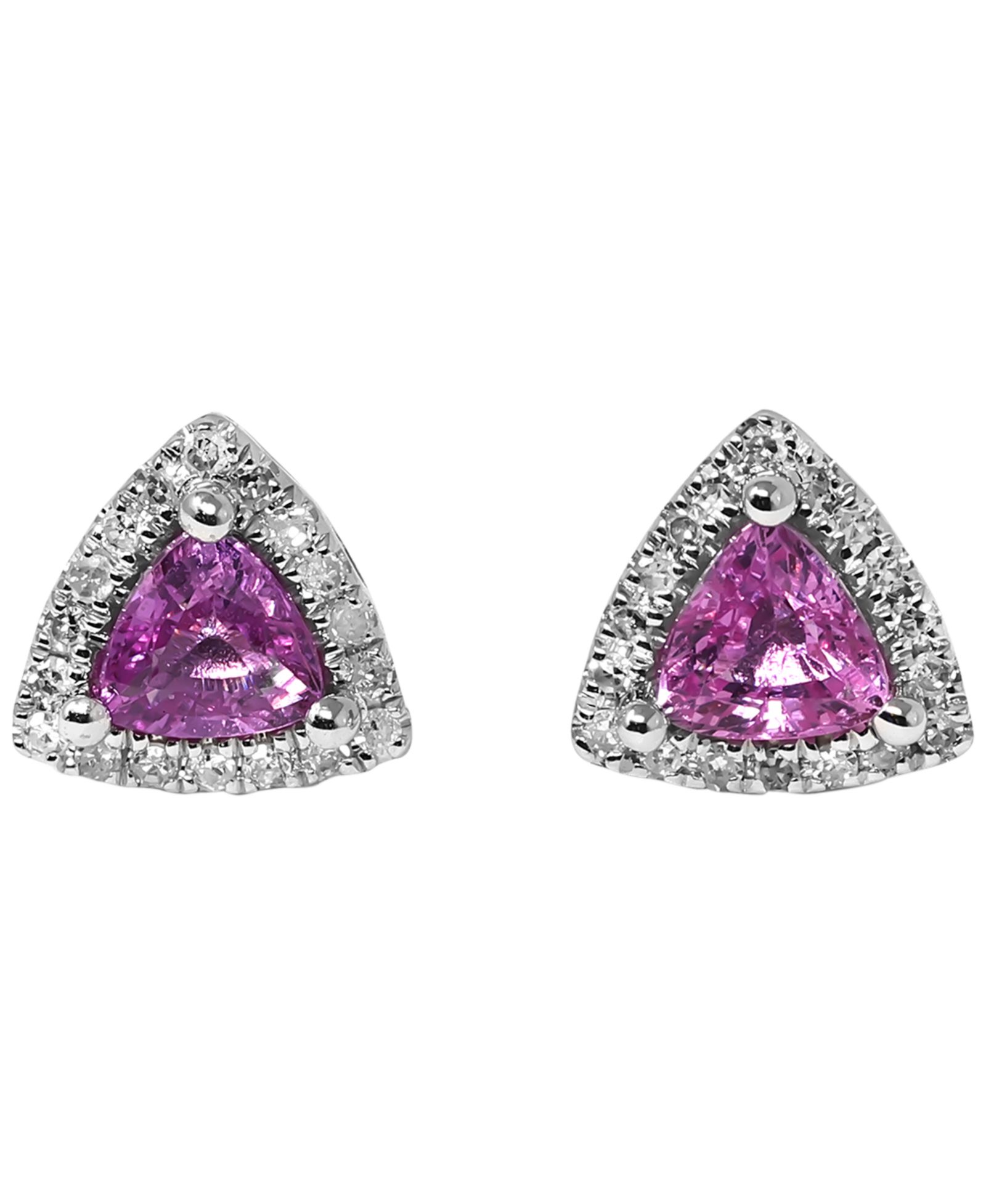 Macy's Серьги-гвоздики с розовым сапфиром (1/2 ct. t.w.) и бриллиантом (1/10 ct. t.w.) в белом золоте 14k
