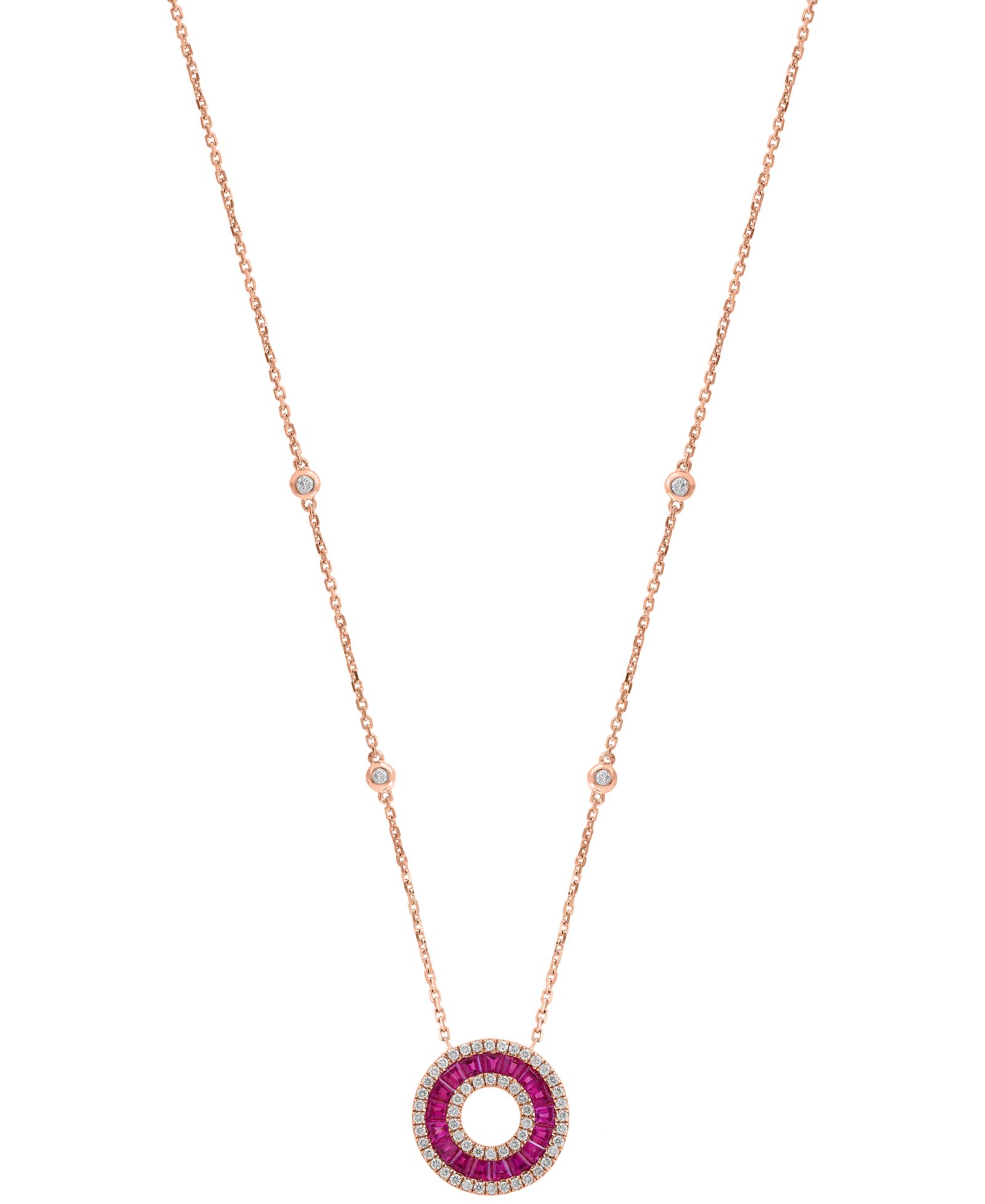 EFFY Collection ожерелье-подвеска Ruby & Diamond в 14k Rose Gold