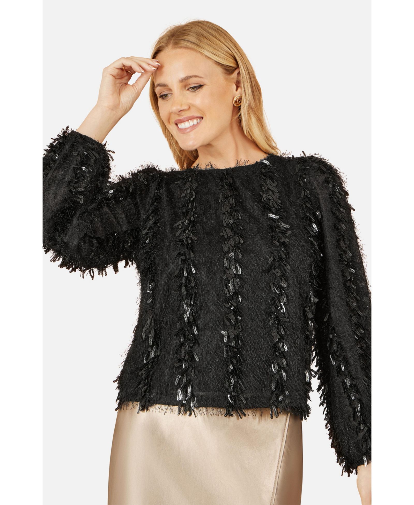 Женский топ Yumi Hanging Sequin Long Sleeve