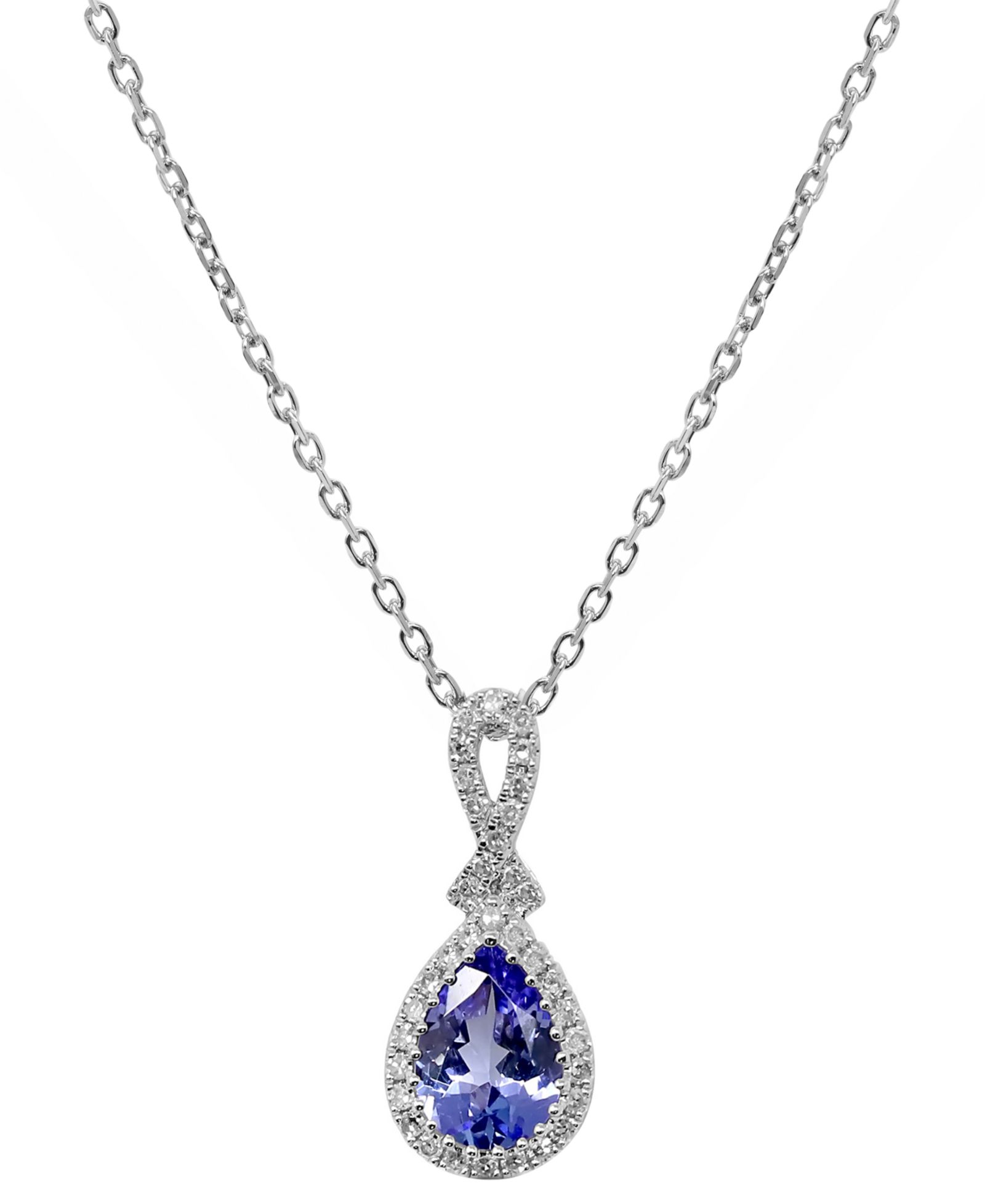 Подвеска ожерелье с тананитом (5/8 ct. t.w.) и бриллиантом (1/10 ct. t.w.) из стерлингового серебра