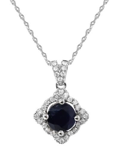 Подвеска-ожерелье Macy's Sapphire (1 ct. t.w.) & Diamond (1/6 ct. t.w.) в белом золоте 14k