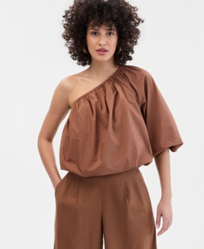 I.N.C. International Concepts Women's One-Shoulder Bubble-Hem Top, Macy's Exclusive