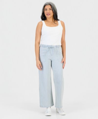 Style & Co Petite Джинсы с широкими штанинами в полоску Engineer-Stripe