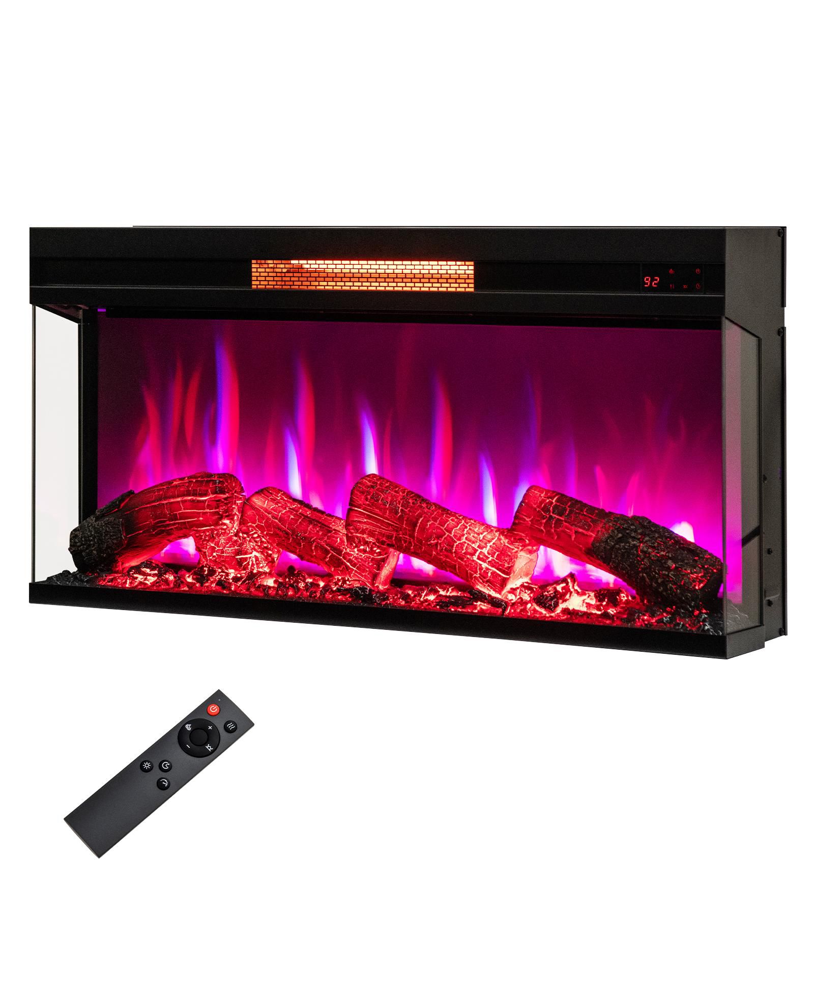 SUGIFT 36 Inch 3-Sided 1500W Electric Fireplace with 7-Color Flame