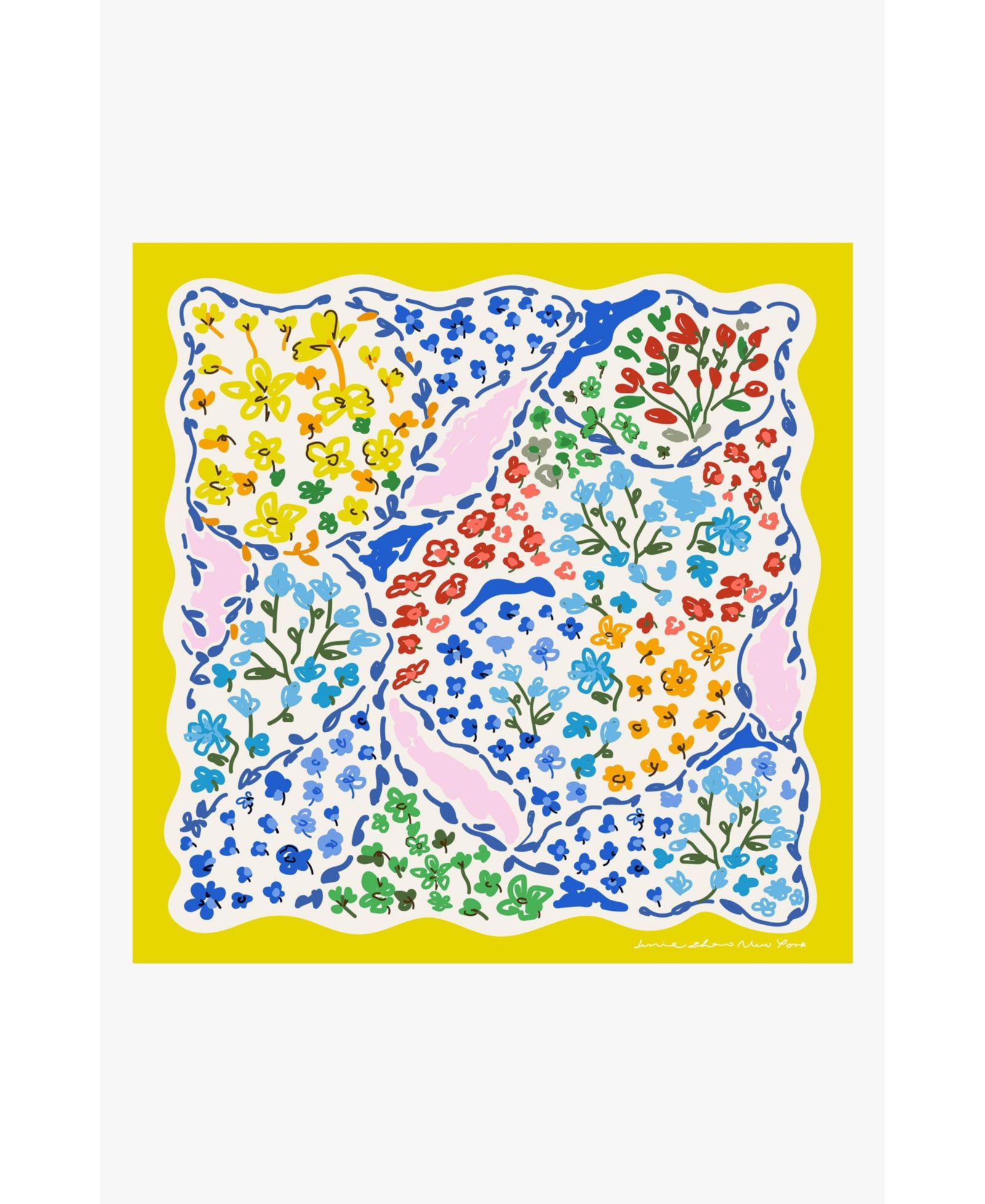 Jessie Zhao New York Women's Yellow Garden Double Sided Silk Scarf
